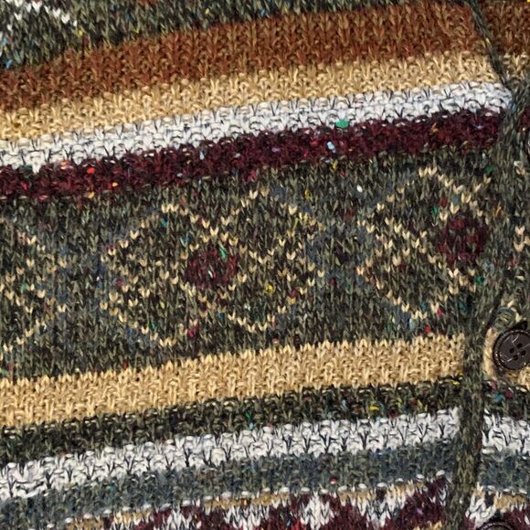 Vintage Prima Maglia Cardigan Mens LG Striped Grandpa Dad Wool Blend 90s Sweater - Picture 10 of 16